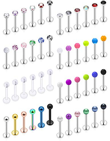 SCERRING 16g Lip Rings Labret Monroe Lip Rings Nail Tragus Helix Cartilage Earrings Studs Ring Medusa Piercing Jewelry Retainer 8mm 48PCS