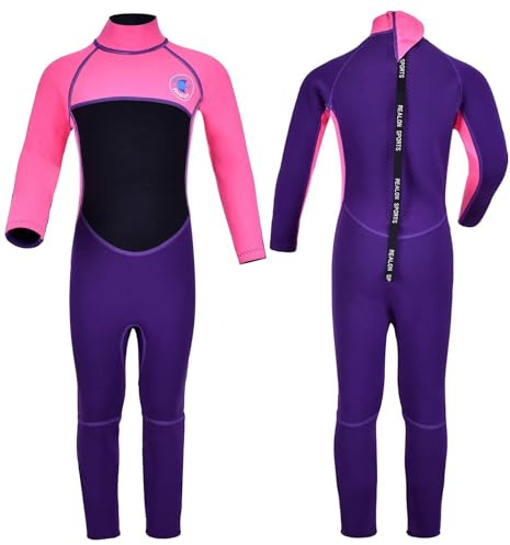 REALON Kids Wetsuit for Girls Boys Toddler and Youth 3mm Neoprene Child Full Wet Suits Warm in Cold Water Thermal Swimsuit Back Zip for Swimming Diving Jet Skiing Surfing