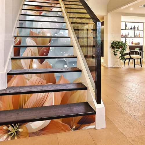 FLFK 13 pezzi 3D Autoadesiva Le scale alzata Adesivi Vinile decalcomania removibile adesivi per scale Casa decorazione 39,3 pollici x7,08 pollici