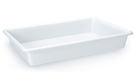 Tradineur -Bandeja rectangular de hostelería - Fabricado en Polipropileno - Apta para microondas y lavavajillas - Capacidad de9 Litros - 8 x 48,5 x 33 cm - Color Blanco