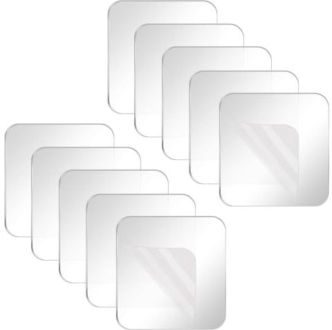 COUMENO 10 Pcs Nano Double Sided Adhesive Pads, No Residue Mounting Tape. | 6cm x 6cm Clear Strong Sticky Pads, Waterproof & Washable for Walls, Hanging Pictures, DIY Crafts, Home & Office.