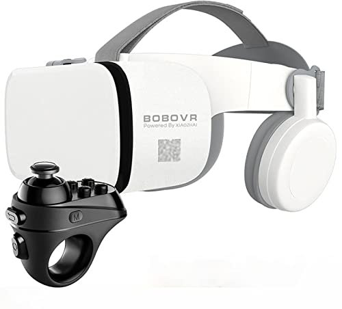 3D VR Virtual Reality Headset With Remote Controller, Stereo VR Viewer For IMAX Movies And Games Bluetooth Wireless VR Glasses Compatible With 4.7-6.3 IPhone IOS/Android (Color : White, Size : R1)