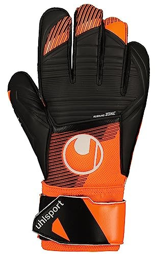 uhlsport Soft Resist+ Fußball Torwarthandschuhe - Handschuhe für Torhüter - speziell für Kunstrasen und Hartböden, Fluo orange/schwarz/weiß, 10