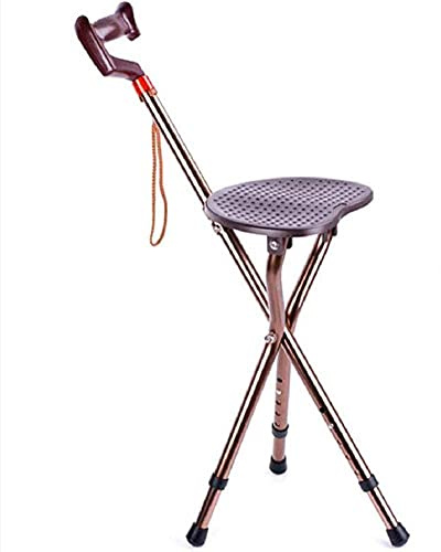 Bastón, bastón con asiento plegable - Asiento de bastón plegable con trípode, bastón de asiento plegable para personas con discapacidad (bastón y asiento de silla) para personas mayores, personas con