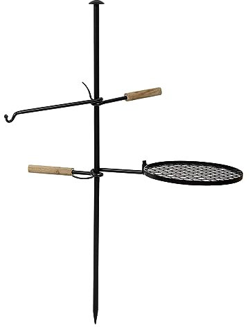 Andes Campfire Adjustable Swivel Fire Pit BBQ Grill for Outdoor Open Fire Camping Barbecue, Heavy Duty Steel