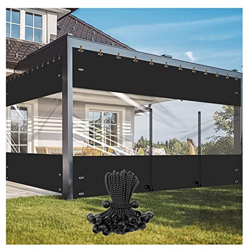 WZYJLyds Cenador Cortinas Transparentes Lona Impermeable Al Aire Libre, Resistente Al Desgarro, Paneles Laterales de PVC con Puerta Enrollable, 2 Estilos