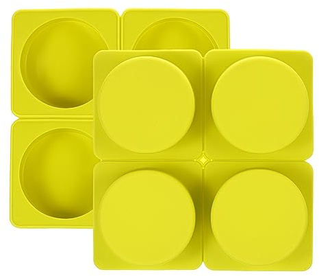 PATIKIL 4 Compartimentos Silicona Jabón Molde, 2Pcs Redonda Barra Jabón Molde Mano Hecho Jabón Moldes para Jabón Hacer Bricolaje Artesanía, Amarillo