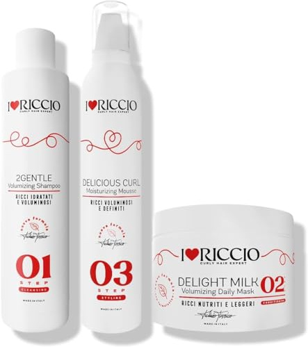 I Love Lockigt Volumizing Mini Size-kit, innehåller schampo, mask och mousse för medeltunn textur, lockigt hår med kollagen, keratin och extrakt från Moringa