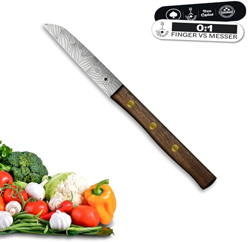 Premium Gemüsemesser - Extra Scharf, Allzweckmesser, Solingen, Schälmesser, Küchenmesser, Kneipchen, edler Holzgriff, Rostfrei (Blatt, Walnuss)