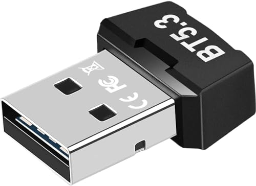 VAWSVOCS Adattatore Bluetooth PC, USB Bluetooth 5.3 Dongle Plug and Play Bluetooth Stick,USB Bluetooth Adapter Dongle, USB EDR Bluetooth Trasmettitore ricevitore wireless per desktop, laptop, PC