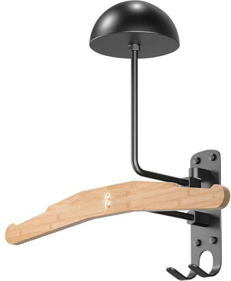 Shkalacar Motorrad Helmhalter, 180 Grad Drehung Helm Halter Wandhalterung mit 2 Haken, Halbkugelförmiges Helmaufhänger für Mäntel Mützen Hüte