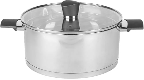 Russell Hobbs RH01168EU7 Excellence 24 cm Stockpot – Stainless Steel Cooking Pot, Glass Lid, Induction Suitable, Pouring Lip, Mirror Polished, PFOA-Free, 4.8L Capacity, Ideal for Soups and Stews