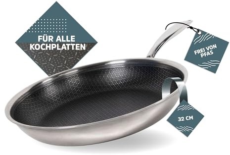 Sobczyk Hybrid Poêle à frire 32 cm | Poêle à induction pour toutes les plaques de cuisson | Poêle à frire avec revêtement anti-adhésif | Sans PFAS