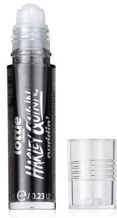 Lottie London x Harley Quinn Puddin’ pH Color Changing Lip Oil in Black, Nourishing lip oil to adapt to the natural pH in your lips for a unique flush of color