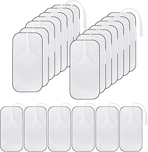 PZJFH Tens Elektroden Pads, 20 StüCk Elektroden Pads 4x8 cm, Wiederverwendbare Klebeelektroden Für TENS Geräte, Elektroden Tens Gerät Sehr Gute Haft- LeitfäHigkeit, 2mm Steckanschluss