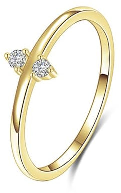 KnSam Diamantring 14 Karat Gelbgold Au585, Diamant Verlobungsring 14K Gold, Zart Stapelring Dünn Eheringe Freundschaftsringe Echtschmuck, Gr.51 (16.2)