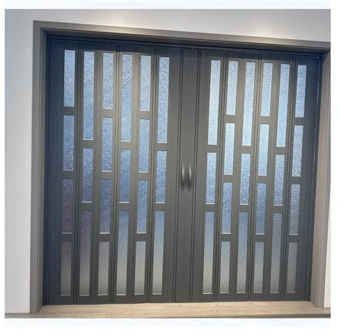 Schiebetür Falttür falttüren innentüren Graue große Türen mit Milchglas für Raumteiler, 200 180 170 160 150 cm breite Aluminium-Falttür mit doppelter Öffnung für Badezimmer, Schlafzimmer, Küche, Schie