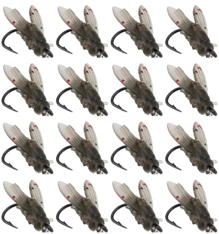 Create idea 50 Piezas de Cebo de Pesca con Mosca Biónico Cebo Blando para Moscas Anzuelo Blando de Color Anzuelo Pequeño para Moscas Cebo para Pesca con Mosca para 3-5 Peces Blancos Negro 10 mm