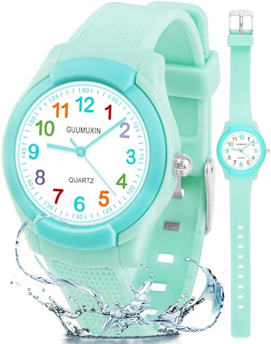 GUUMUXIN Montre pour Enfant Garçon et Fille,Analogique Quartz Montre avec Bracelet en Caoutchouc,3ATM Étanche