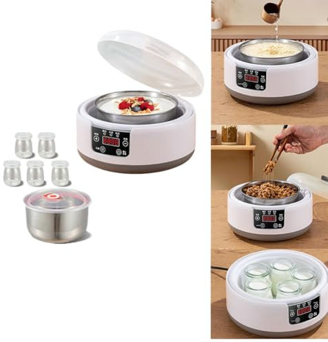 Carroterr Macchina per yogurt probiotico completamente automatica da 1,2 l, controllo costante della temperatura Natto Maker a basso rumore, fodera in acciaio inossidabile, macchina elettrica per