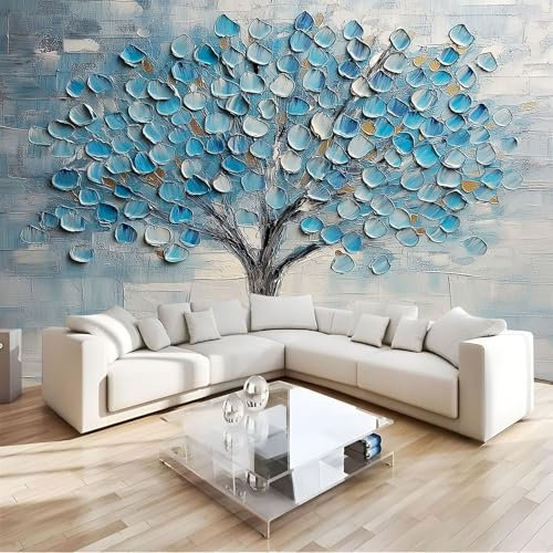 JEDTAKCT Seidetapete Abstrakte Pflanzentapete Elegance Tapete Im 3D Ölgemälde Design Tapete Wandtapete Wohnzimmer Schlafzimmer Flur Strukturtapete
