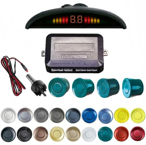 SANDETOUN Parking Sensor Kit Backup Sensor Kit Reverse Sensor for Car 18 Color Options for Probes Adjustable Alarm Volume Professional Sensore de Reversa para Carro Safe Driving Assistant（Green）