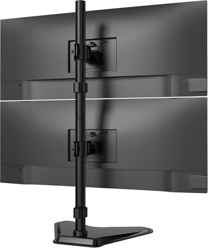 Monitor Ständer 2 Monitore übereinander Für 17-49-Zoll - Vertikaler Stapelbildschirm Freistehender Monitor Haltung, Höhenverstellbar bildschirmhalterung, MAX 20kg Pro Arm, VESA 75/100mm, Schwarz