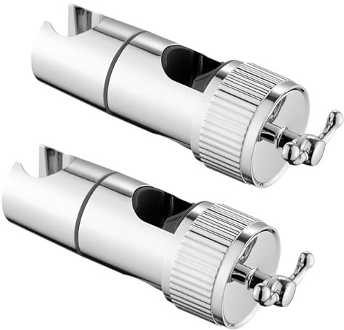 2 Pièces Support Douchette Universel, Support Pommeau de Douche Réglable sans Perçage, Porte Pommeau de Douche Rotatif à 360° en ABS Chromé, pour Barre de Douche de 16 à 28 mm, Argent (Argent)