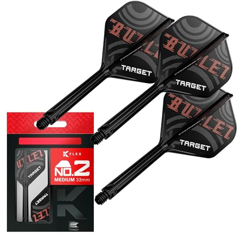 Target Darts Stephen Bunting K Flex Vuelos y Sistema de Ejes, No.2 | Pack de 3 Dardos Kflex All In One,Aaccesorios de Dardos Player Edition | Vástago de Dardos K-Flex – Medio (33mm)