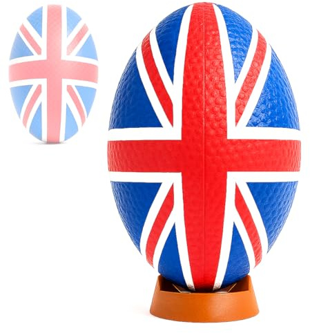 Toyana Kids Rugby Ball Junior - Size 3 4, UK Flag Design, Durable Training Ball for Outdoor Rugby Practice Game Play, Garden Sports Activity Gift for Children