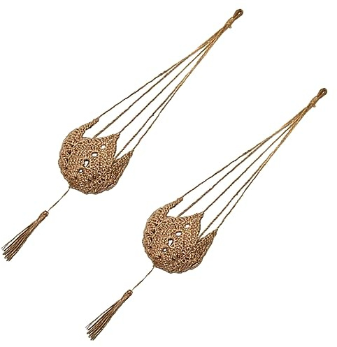 GARIOUANS 2 Piezas Colgador de Plantas Macramé con Cuerda Tejida Soporte Decorativo para Macetas Colgante para Tiestos Interior y Exterior Cesta Colgante para Jardín y