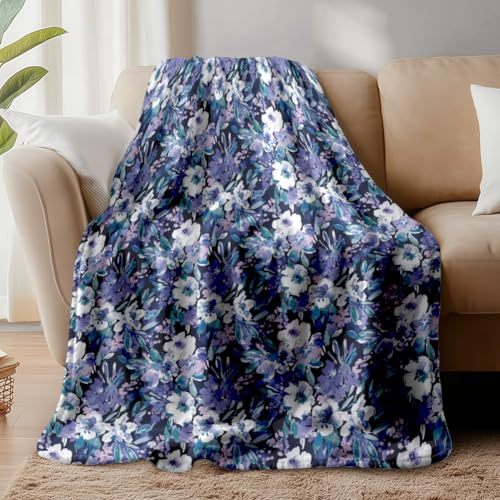 WADORN Blumen Wurfdecke, Kuschelige Weiche Überwurfdecke Mit Blumenmuster Flauschiges Flanell Fleece Dekorative Decken Bunte Blumenliebhaber Geschenke Für Büro Wohnzimmer Schlafsofa Couch, 150x130cm