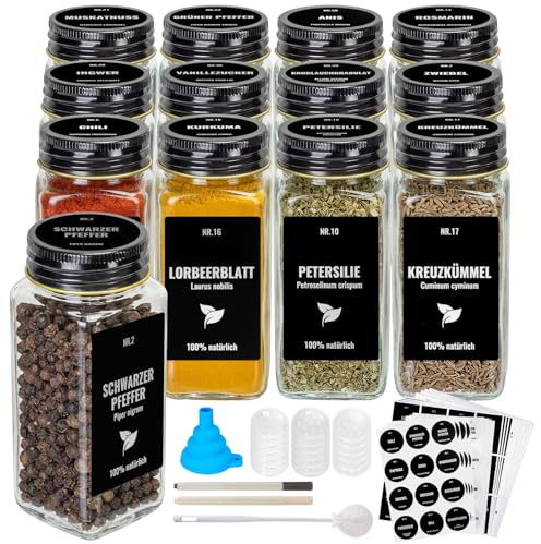 Boic 12pcs Botes Especias Cristal, 120ml Tarros De Especias Cuadrados