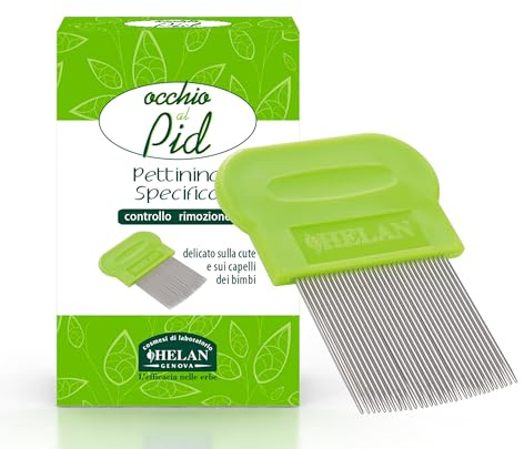 Helan, Attention aux poux - Peigne anti-poux et lentes à dents étroites et pointes arrondies, contrôle post-traitement des poux et lentes, spray puissant, doux pour les enfants, fabriqué en Italie