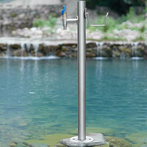 Colonna d'acqua da giardino in acciaio inox con rubinetto, resistente al gelo, erogatore d'acqua e fontana, elegante e durevole per giardini, cortili, patii e patii