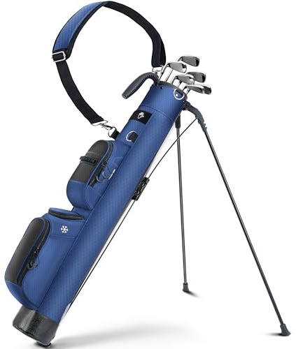 Shopsource Golf Stand Bag, Lightweight Par 3 Carry Bag with Insulated Cooler Pocket, Easy to Carry and Durable, Ideal for Driving Range Pitch n Putt Executive Courses, Blue and Black