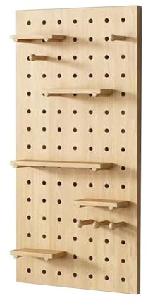 Rygcrud 16mm Thick Wooden Pegboard Panels & Units, Modular Hanging Peg Board for Room, Wall Storage Organizer for Home, Garage Office Workshop(Natural,120x60cm)