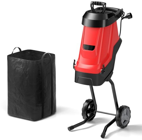 GiantexUK Garden Shredder, 1800W Wood Chipper with Dual-sided Blades, Safety Locking Knob & 49L Collection Bag, 4000RPM Speed, Electric Mulcher for 45mm Branches and Leaves | Electric Mulcher with Dual-sided Blades, Safety Locking Knob & 49L Collection Bag, 4000RPM Speed