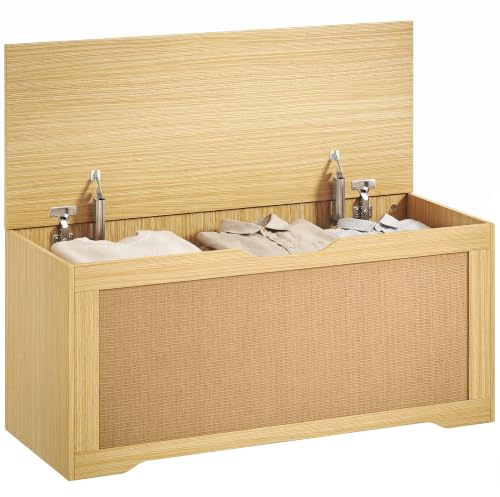 HOMCOM Baúl de Almacenaje 108L Banco de Almacenaje 80x40x45 cm Roble