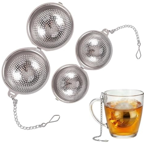 Löste teblads te-steepare 2 stycken finmaskig bärbar rostfri stålboll | metall infuser och steeper för lösviktste passar för mugg tekanna vattenkokare lägenhet camping picknick fest och