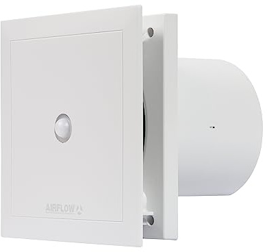 Airflow QT100MST Badlüfter mit Bewegungssensor & 15-Minuten-Nachlauftimer – 100 mm Rohranschluss – German Made, 2-Stufen-Betrieb bis 25 l/s, Leise (25 dB), Energie (5/9 W), 3 Jahre Garantie