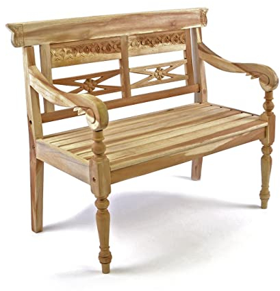 Divero Kinderbank 2-Sitzer aus Teakholz, unbehandelt – Farbe: Natur-Braun