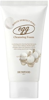 SKINFOOD Egg Perfect Pore Cleansing Foam 150ml - Egg Yolk, Albumin Contained Pore Refining Facial Foam Cleanser - Removes Impurities from Pores (5.07 fl.oz.)