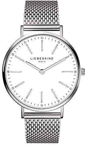 Liebeskind Berlin Damen Armbanduhr mit Zirkonia-Steinen auf dem Zifferblatt – 38 mm rundes Gehäuse – Quarzuhr mit Leder- oder Mesharmband – 5 ATM wasserdicht – Alltagstauglich & stilvoll