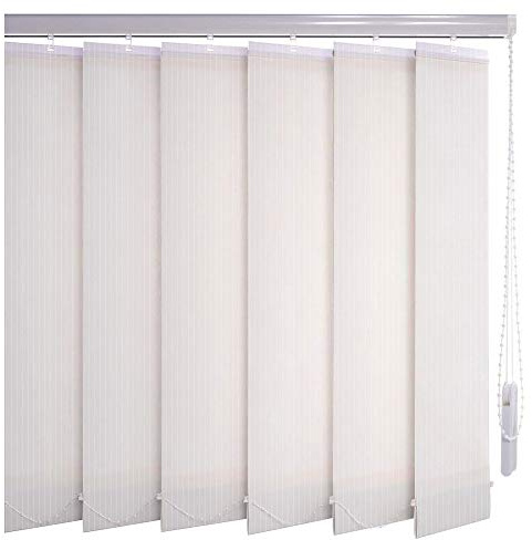 Sonnenschutz-HH® - Lamellenvorhang weiß Leinenoptik mit Streifen lichtdurchlässig - Breite 100 cm x 50 cm Höhe - Lamellenbreite 127mm Vertikaljalousie Vertikalanlage Schiebevorhang