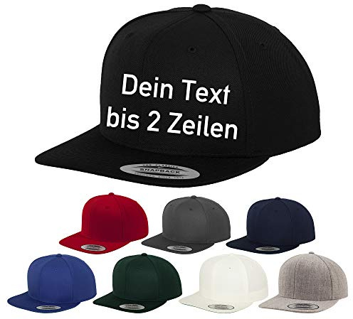generisch Snapback, Baseball Cap mit Wunschtext oder Namen Bestickt (Heather Grey)