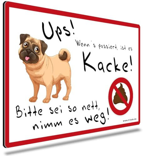 TRIOSK Hundskylt varning rolig med talesätt hundar kacka ta bort 20 x 30 cm ordspråk varningsskylt skylt dekoration trädgård skylt kacka förbud rolig