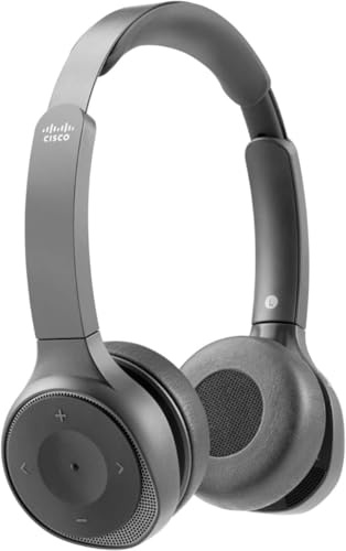Cisco Headset 730, Wireless Dual On-Ear Bluetooth Headset with Case, USB-A HD Adapter, USB-A and 3.5 mm Cables, Charging Stand, Carbon Black, 1-Year Limited Liability Warranty (HS-WL-730-BUNAS-C)
