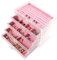 Frebeauty Portagioie extra large in acrilico per donna a 5 strati trasparente organizer per gioielli in velluto con 5 cassetti, anelli, espositore per collane, vassoio per donne e ragazze (Rosa)