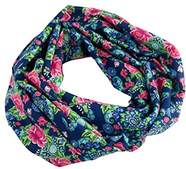 bettina bruder - Damen-Loop Schlauchschal Blumen Ornamente blau pink grün bunt - 100% Baumwolle
